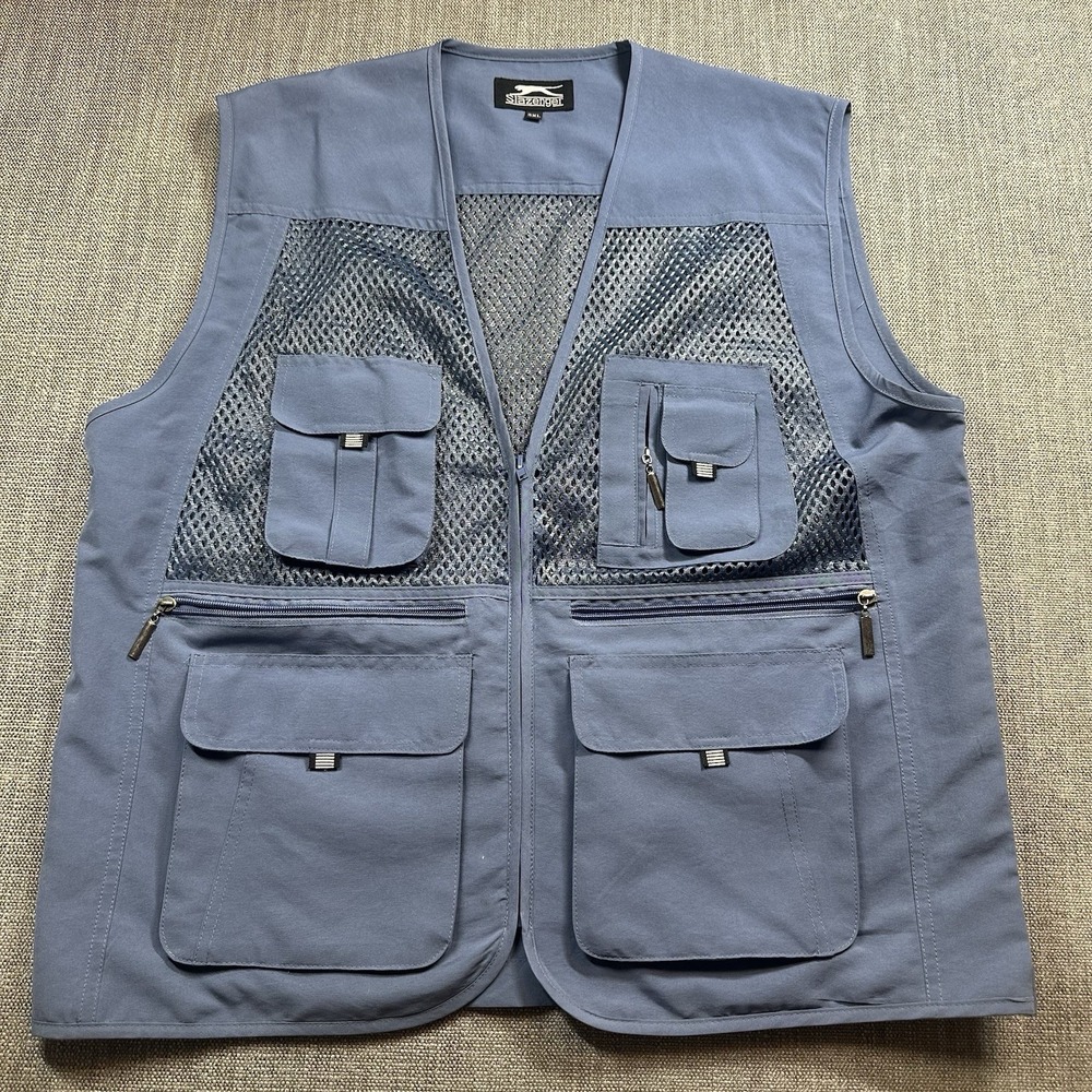 Slazenger Mens 3XL Blue‎ Fishing Hiking Utility Vest Detachable Back Hiking